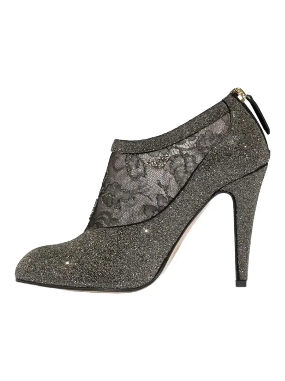 Valentino Garavani Women's Black Lace Heeled Crystal Shoes Size 10 US 40 EU